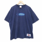 XL★古着 ウィルソン 半袖 ビンテージ Tシャツ メンズ 90年代 90s ビッグロゴ 大きいサイズ コットン クルーネック USA製 紺【spe】 26mar30