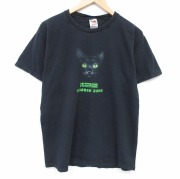 L★古着 フルーツオブザルーム 半袖 ビンテージ Tシャツ メンズ 00年代 00s ネコ コットン クルーネック USA製 黒【spe】 26mar31