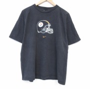 XL★古着 ナイキ NIKE 半袖 ビンテージ Tシャツ メンズ 00年代 00s NFL ピッツバーグスティーラーズ コットン クルーネック 黒 アメフト スーパーボウル【spe】 26mar31