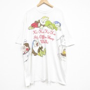 XL★古着 半袖 ビンテージ Tシャツ メンズ 90年代 90s ディズニー しらゆきひめ 7人の小人 七人のこびと大きいサイズ ロング丈 クルーネック USA製 白【spe】 26apr02