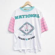 XL★古着 半袖 ビンテージ Tシャツ メンズ 80年代 80s ナショナル クルーネック 白他【spe】 26apr03