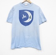 XL★古着 ヘインズ 半袖 ビンテージ Tシャツ メンズ 80年代 80s 月 コットン クルーネック USA製 水色【spe】 26apr03