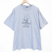 XL★古着 半袖 ビンテージ Tシャツ メンズ 00年代 00s ディズニー しらゆきひめ 7人の小人 七人のこびと 刺繍 大きいサイズ クルーネック USA製 グレー 霜降り【spe】 26apr03