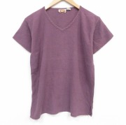 M★古着 バナナパブリック 半袖 ブランド ビンテージ Tシャツ メンズ 80年代 80s 無地 コットン Vネック 薄エンジ【spe】 26apr04