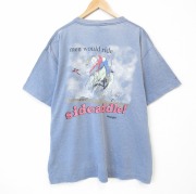 XL★古着 ラングラー 半袖 ビンテージ Tシャツ メンズ 90年代 90s men 大きいサイズ コットン クルーネック USA製 薄紺 霜降り【spe】 26apr06