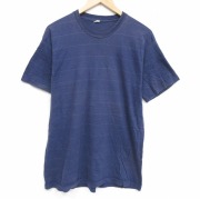 L★古着 半袖 ビンテージ Tシャツ メンズ 80年代 80s無地 クルーネック USA製 ネイビー【spe】 26may19