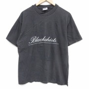 L★古着 ヘインズ 半袖 ビンテージ Tシャツ メンズ 90年代 90s Blackshirts コットン クルーネック USA製 ブラック【spe】 26jun01