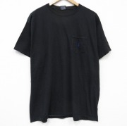 XL★古着 ラルフローレン 半袖 ビンテージ ブランド Tシャツ メンズ 90年代 90s ワンポイントロゴ 胸ポケット付き クルーネック USA製 ブラック【spe】 26jun05