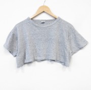 XL★古着 チャンピオン Champion 半袖 ビンテージ Tシャツ メンズ 70年代 70s ハチハチワンツー 無地 ショート丈 クルーネック USA製 グレー 霜降り【spe】 26jun23