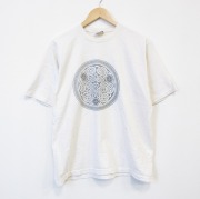 L★古着 半袖 ビンテージ Tシャツ メンズ 90年代 90s ケルト文様 コットン クルーネック ベージュ【spe】 26jun23