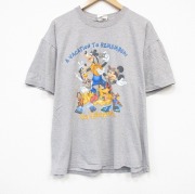 XL★古着 半袖 ビンテージ Tシャツ メンズ 00年代 00s ディズニー ミッキー グーフィー クルーネック グレー 霜降り【spe】 26jun24