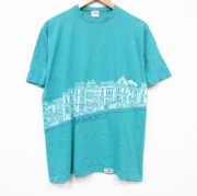 L★古着 Crazy Shirts 半袖 ビンテージ Tシャツ メンズ 90年代 90s サンフランシスコ コットン クルーネック USA製 ライトブルー【spe】 26jun29