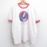 XL★古着 リキッドブルー 半袖 ビンテージ ロック バンド Tシャツ メンズ 00年代 00s グレイトフルデッド 大きいサイズ コットン クルーネック 白 ホワイト リンガー 【spe】 25aug05 中古