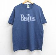 L★古着 半袖 ビンテージ ロック バンド Tシャツ メンズ 00年代 00s ビートルズ The Beatles クルーネック 紺 ネイビー 霜降り 【spe】 25aug05 中古