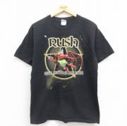 L★古着 半袖 ビンテージ ロック バンド Tシャツ メンズ 00年代 00s ラッシュ コットン クルーネック 黒 ブラック 【spe】 25aug06 中古