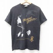 M★古着 半袖 ビンテージ ロック バンド Tシャツ メンズ 00年代 00s マイケルジャクソン コットン クルーネック 黒 ブラック 【spe】 25aug20 中古