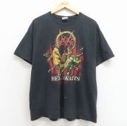 XL★古着 ヘインズ 半袖 ビンテージ ロック バンド Tシャツ メンズ 00年代 00s スレイヤー コットン クルーネック 黒【spe】 26mar30