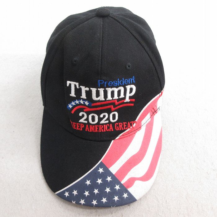 中古 キャップ トランプ大統領 刺繍 黒 ブラック 25jun30