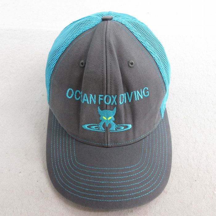 中古 メッシュ キャップ オーシャン 刺繍 ツートンカラー グレー 25jul01