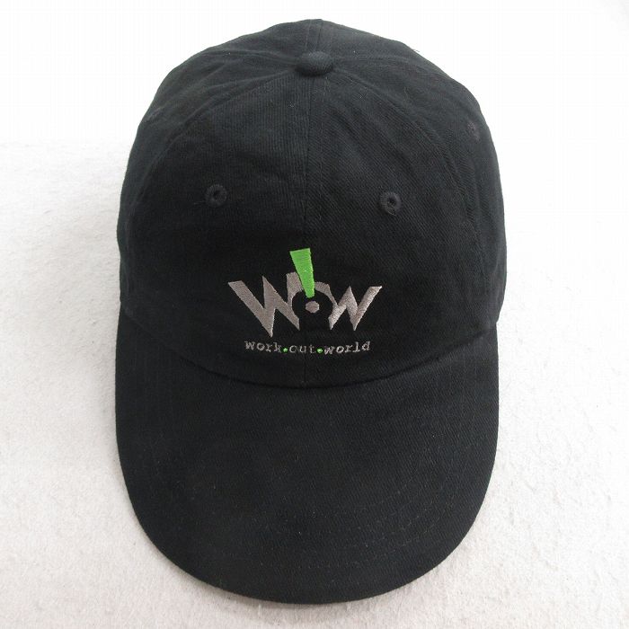 中古 キャップ WOW 刺繍 コットン 黒 ブラック 25jul01