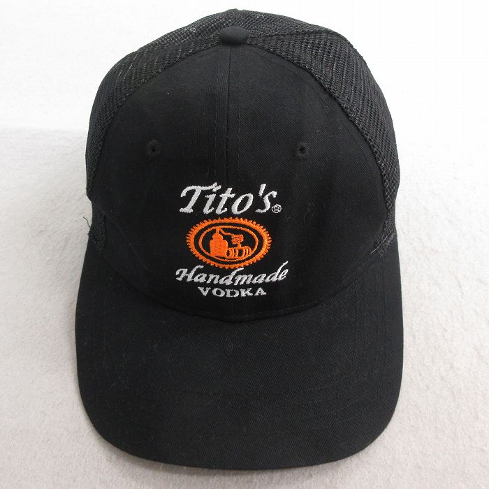 中古 メッシュ キャップ ウォッカ 刺繍 黒 ブラック 25jul03