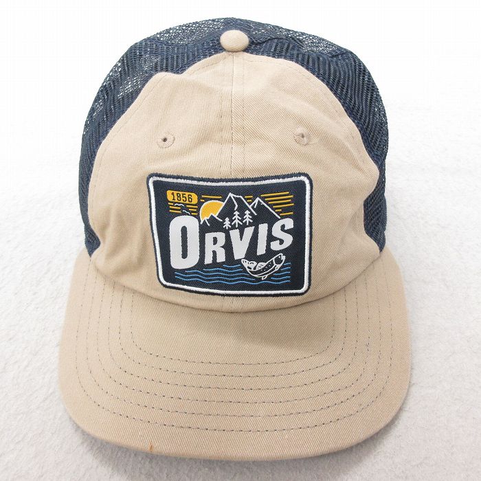 中古 オービス ORVIS メッシュ キャップ 魚 ツートンカラー ベージュ カーキ 25jul08