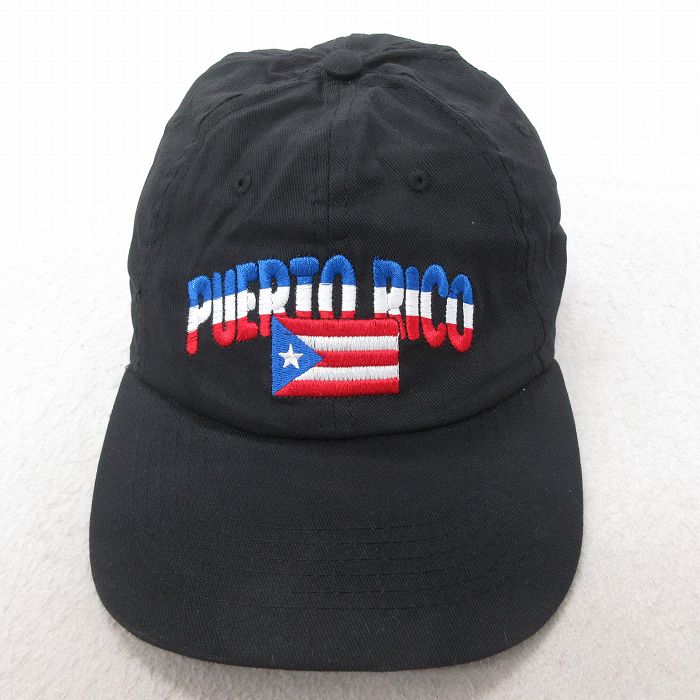 中古 キャップ プエルトリコ 刺繍 コットン 黒 ブラック 25jul08