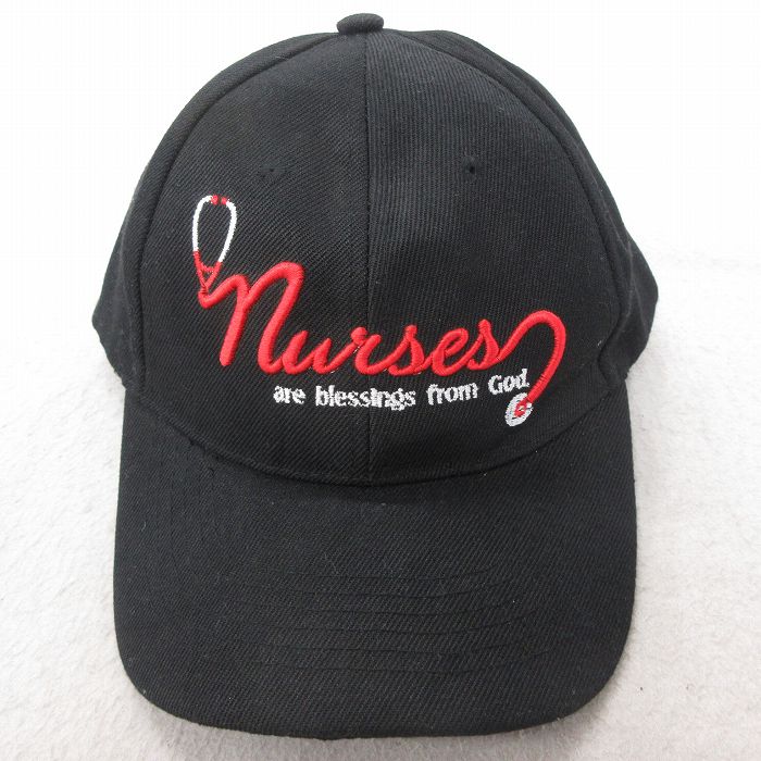 中古 キャップ Nurses 刺繍 黒 ブラック 25jul09