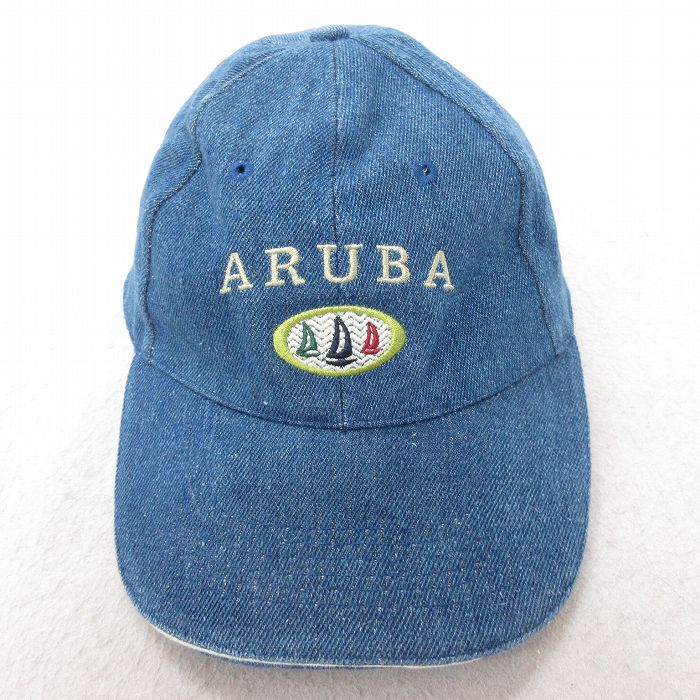 中古 キャップ ARUBA 刺繍 コットン 紺 ネイビー デニム 25jul09