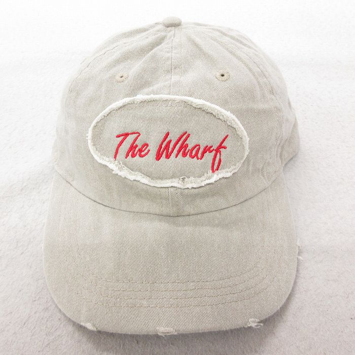 中古 キャップ 00年代 00s The Wharf コットン 薄ベージュ カーキ すれ加工 25jul09