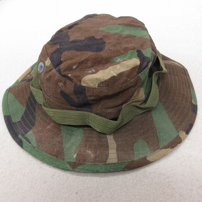 中古 ミリタリー ハット 90年代 90s リップストップ ウッドランドカモ USA製 緑 グリーン 迷彩 25jul15