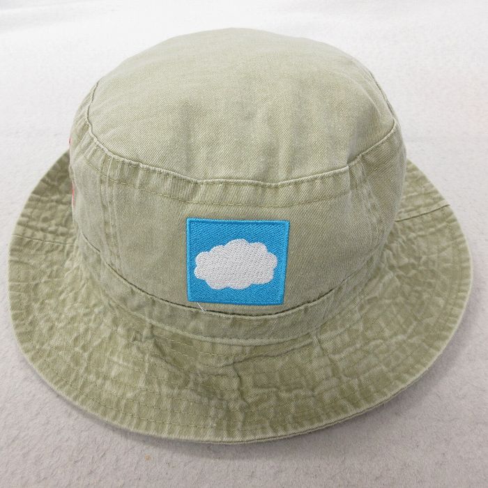 中古 ADAMS ハット 雲他 刺繍 コットン 薄緑 グリーン 25jul15