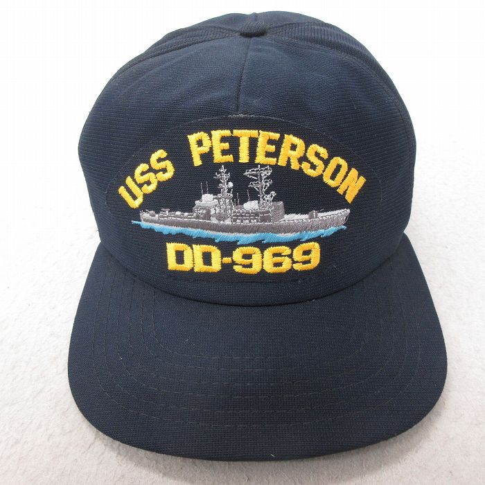 中古 キャップ 80年代 80s 軍艦 USA製 黒 ブラック 25jul15