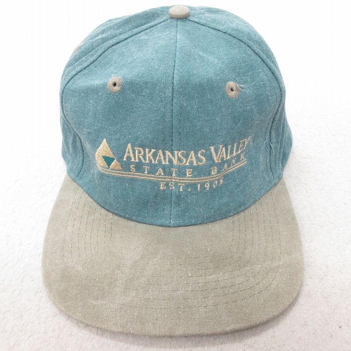中古 キャップ アーカンソー 刺繍 ツートンカラー コットン 緑 グリーン 25jul15