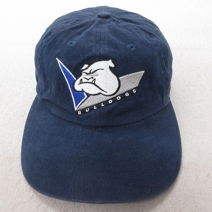 中古 キャップ ブルドッグ 刺繍 コットン 紺 ネイビー 25jul15