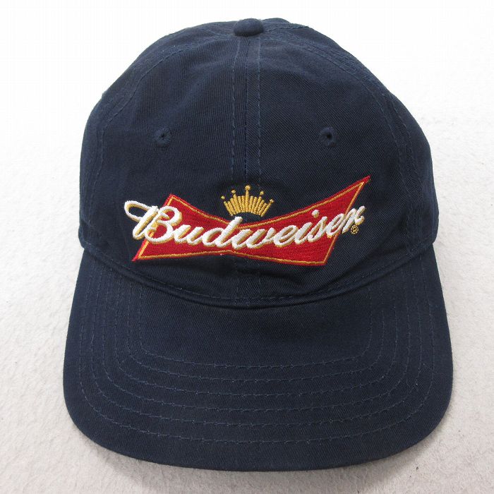 中古 キャップ 00年代 00s バドワイザー 刺繍 コットン 紺 ネイビー 25jul15