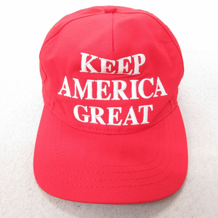 中古 キャップ トランプ大統領 刺繍 USA製 赤 レッド 25jul15