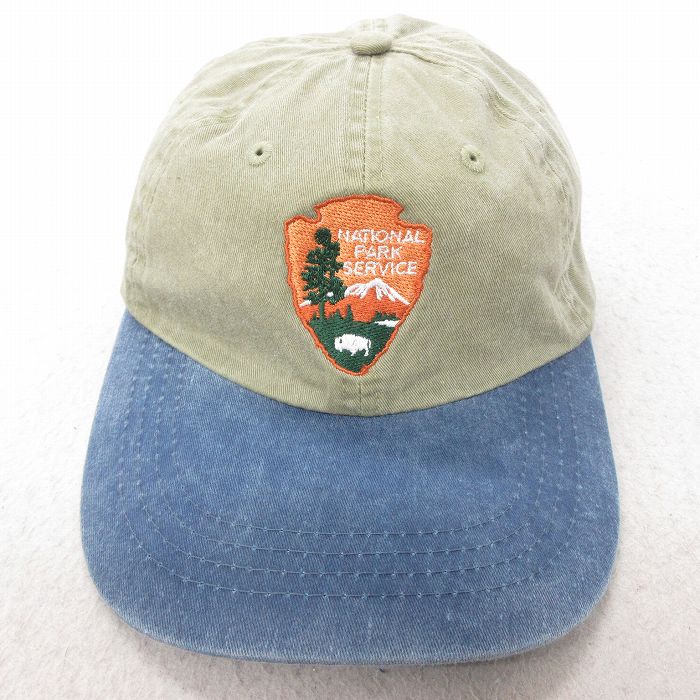 中古 キャップ ナショナルパーク 刺繍 ツートンカラー コットン 緑 グリーン 25jul15