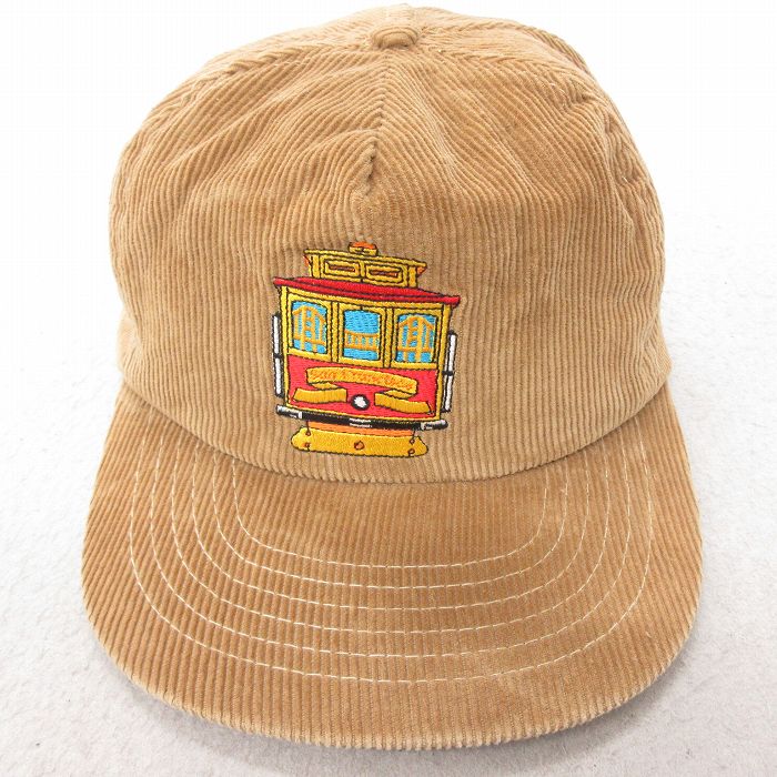 中古 キャップ ケーブルカー 刺繍 コーデュロイ 茶 ブラウン 25jul15