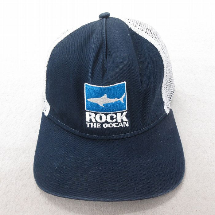 【50%OFF】中古 ニューエラ メッシュ キャップ サメ 刺繍 ツートンカラー コットン 紺 ネイビー 25jul22