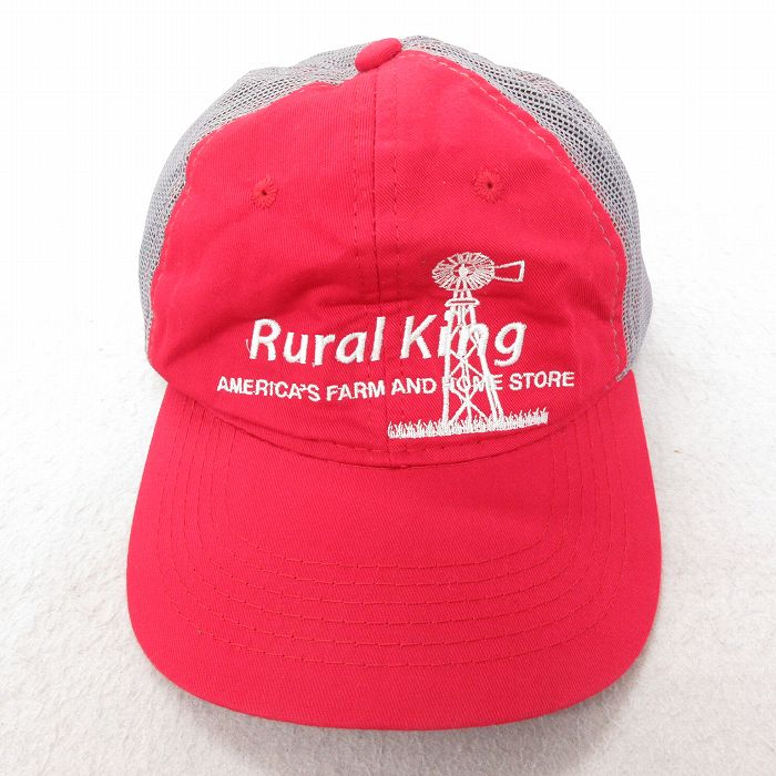 中古 メッシュ キャップ Rural 刺繍 ツートンカラー 赤 レッド 25jul22