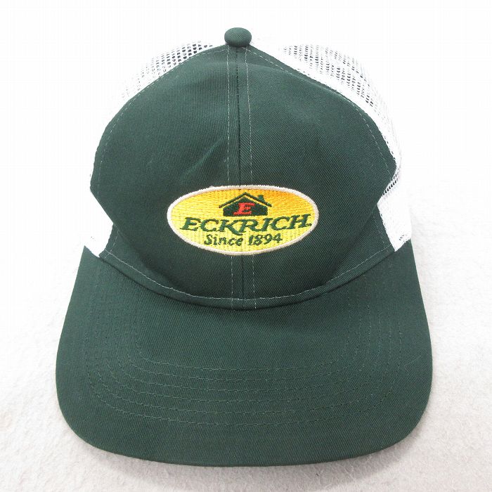 中古 メッシュ キャップ ECKRICH 刺繍 ツートンカラー 緑 グリーン 25jul22