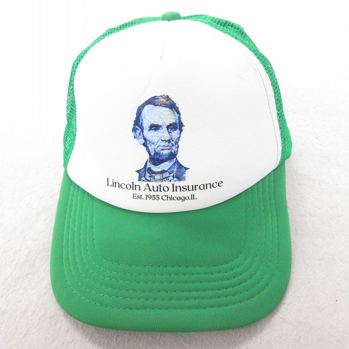 中古 メッシュ キャップ リンカーン ツートンカラー 緑 グリーン 25jul22