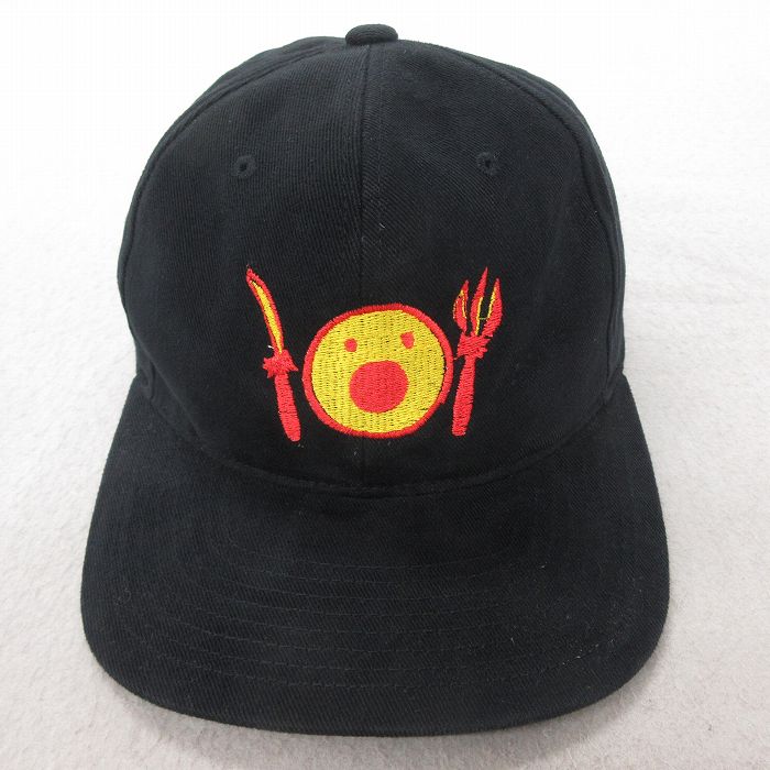 中古 キャップ スマイル 刺繍 コットン 黒 ブラック 25jul22