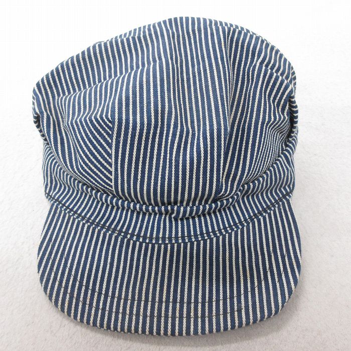 中古 ワーク キャップ 紺 ネイビー ヒッコリー ストライプ 25jul23