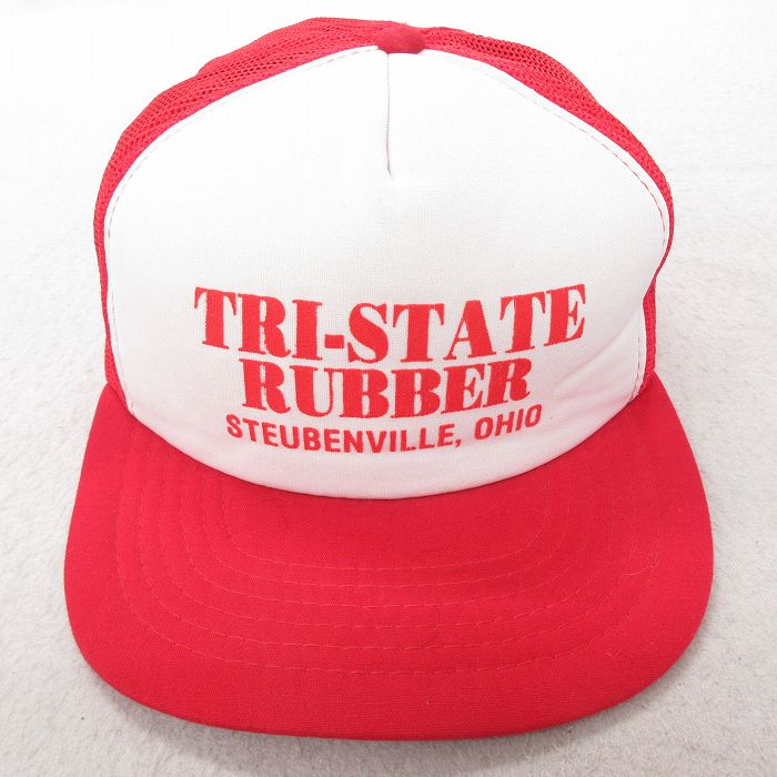 中古 メッシュ キャップ RUBBER ツートンカラー 赤 レッド 25jul23