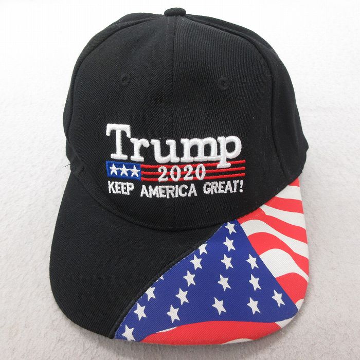 中古 キャップ トランプ大統領 刺繍 黒 ブラック 25jul23