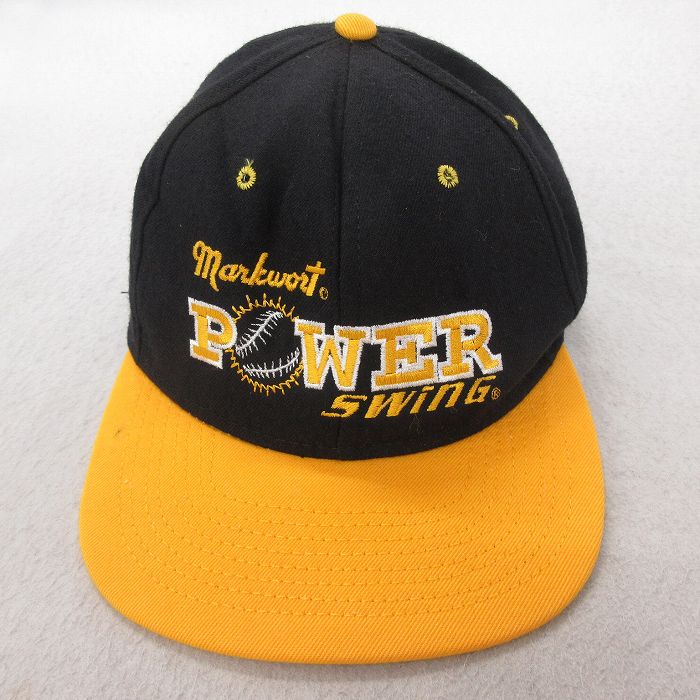 中古 キャップ POWER 刺繍 ツートンカラー USA製 黒 ブラック 25jul23