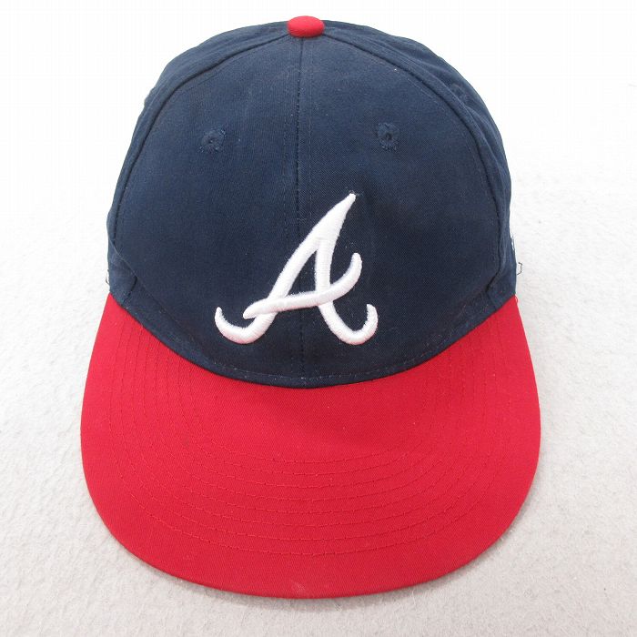 中古 キャップ MLB アトランタブレーブス 刺繍 ツートン紺 ネイビー 25jul23