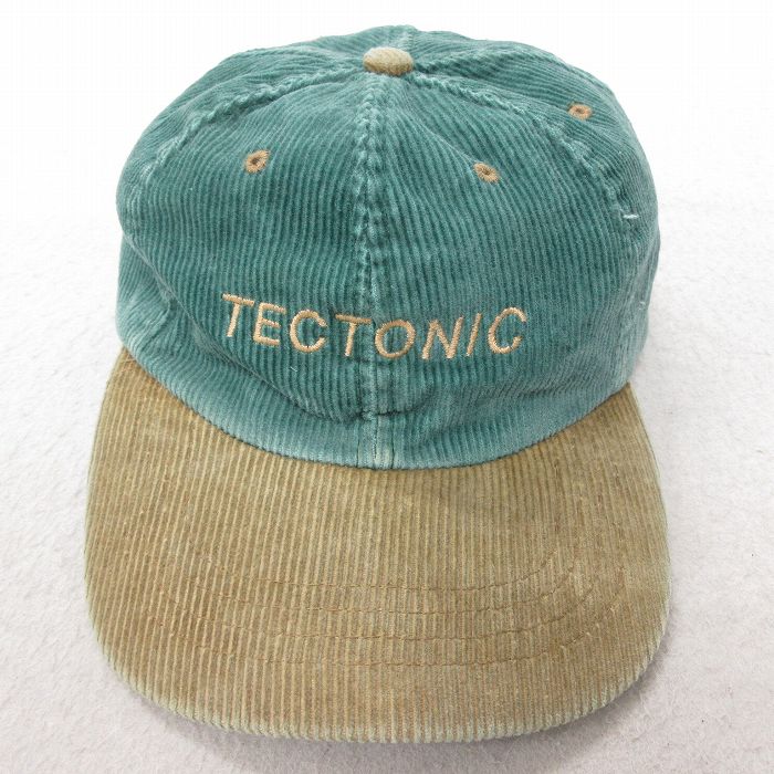 中古 キャップ TECTONIC 刺繍 コーデュロイ ツートンカラー コットン 緑 グリーン 25jul23